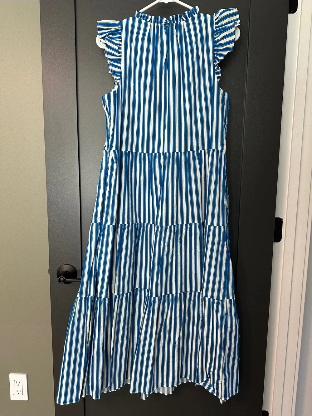 J.Crew Tiered Cotton Dobby Dress in Cape Stripe